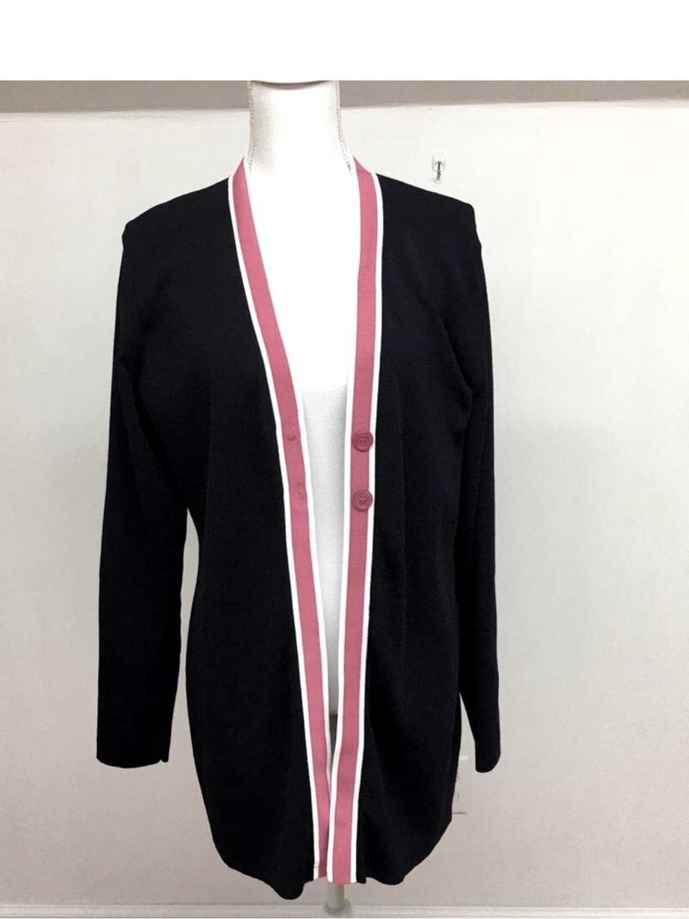 Cardigan with Pink & White Trim